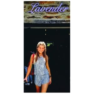 Silky Blue & White Striped Lulu's Romper